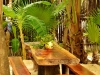 Beautiful wooden tables at Kismet Bar and Restaurant